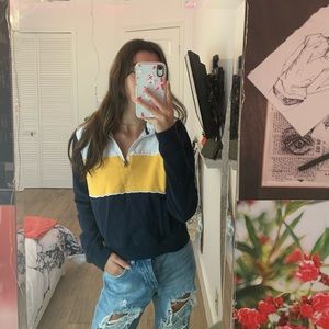 color block quarter zip sweatshirt